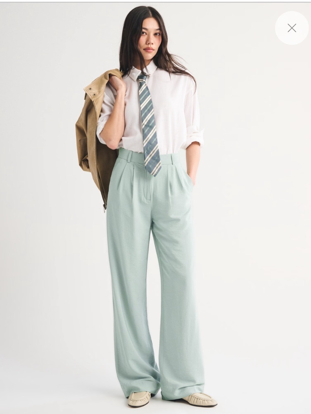 SOLD Abercrombie & Fitch Sloane Tailored Wide Leg Pant Aqua Green- Size 12L/31
